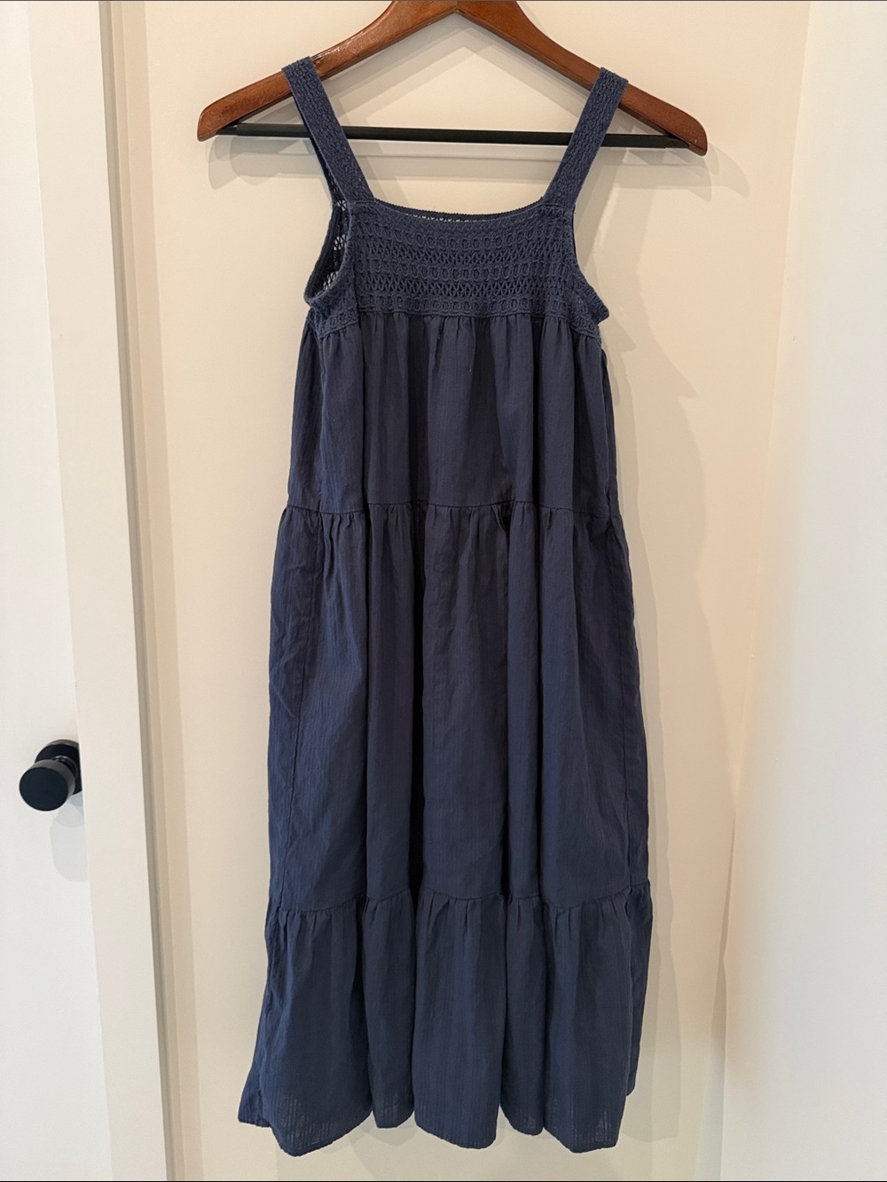 Universal Thread Navy Blue Tiered Midi Dress with Crochet Yoke - Picture 4 of 4